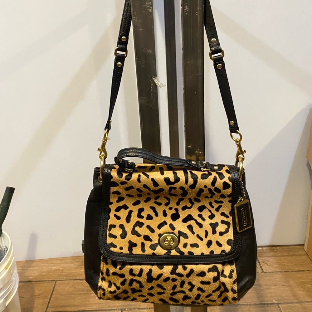 Coach leopard print Calf hair bag.